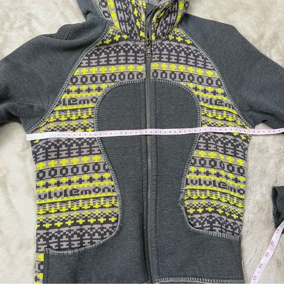 Lululemon Special Edition Fair Isle Scuba Hoodie Jacket Size 6 Green Gray EUC - Picture 9 of 16